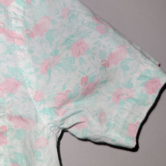 🌸 Janie and Jack Aqua Pink Tropical Cotton Button Down Short Sleeved Shirt - Picture 4 of 8